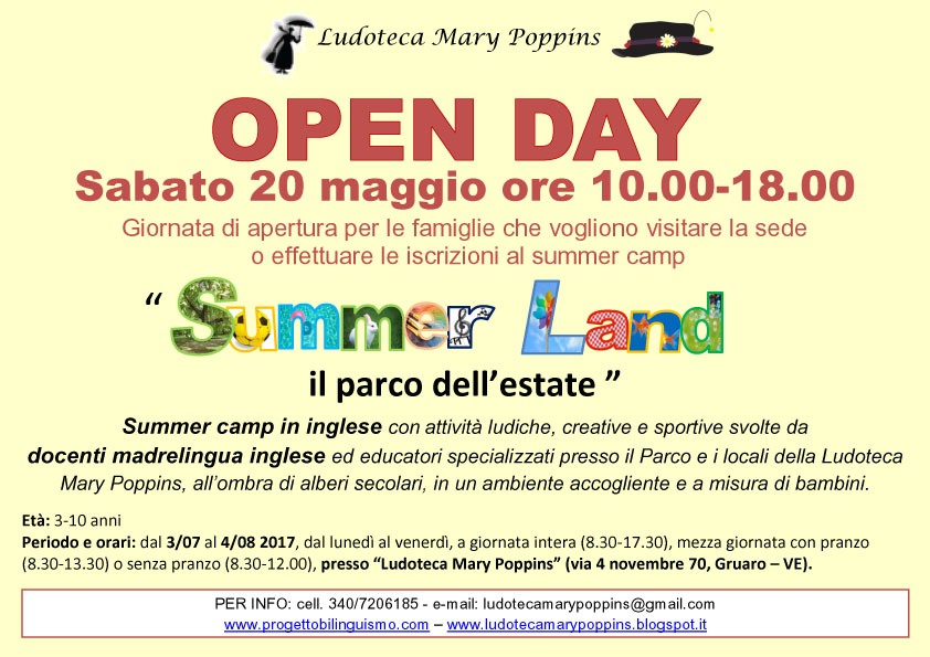 Summer camp in Inglese e Open day 2017